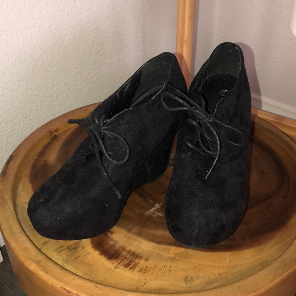 Black suede booties